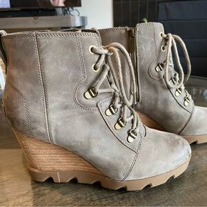Sorel Taupe Lace Up Wedge Boots - FRIDAY FIRE SALE!!! FINAL PRICE DROP!